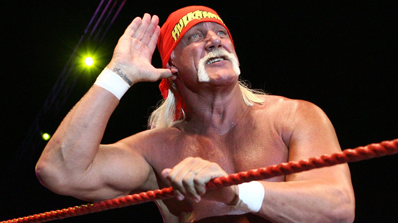 Hulk Hogan haciendo una de sus poses de firma