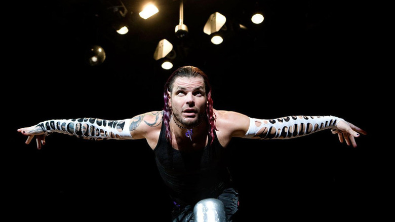 Jeff Hardy posing on the second turnbuckle