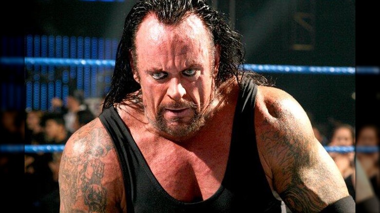 The Undertaker moments after rising during a match in WWE.