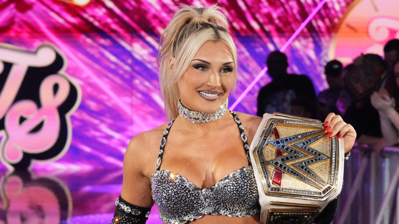 Tiffany Stratton makes her way to the ring during SmackDown at Norfolk Scope Arena on September 12, 2025 in Norfolk, Virginia.