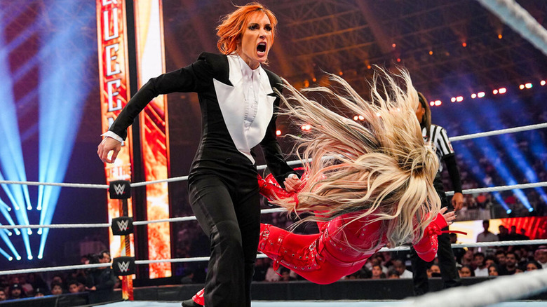Becky Lynch wrestling Liv Morgan