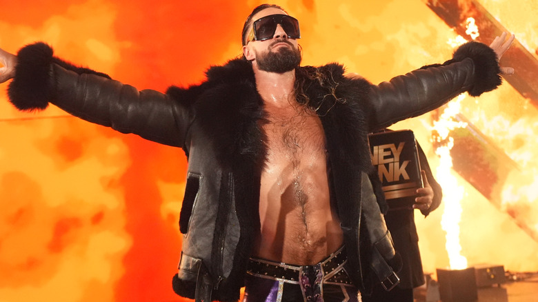 Seth Rollins wearing a black leather jacket