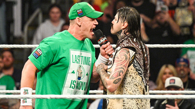 Dominik Mysterio and John Cena facing off on WWE Raw