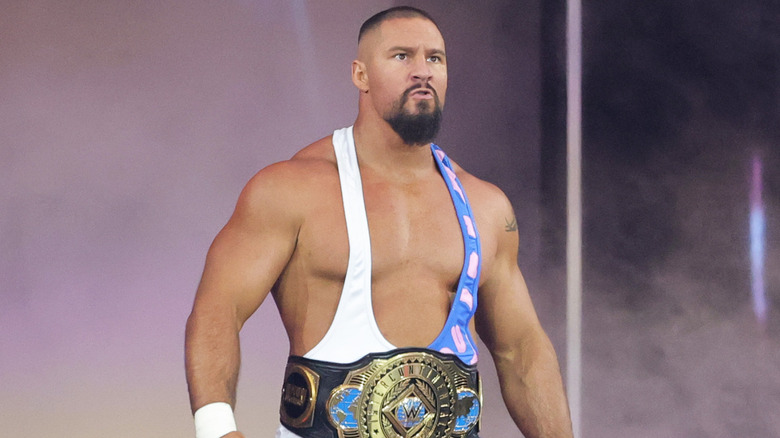 Bron Breakker with the WWE Intercontinental Championship