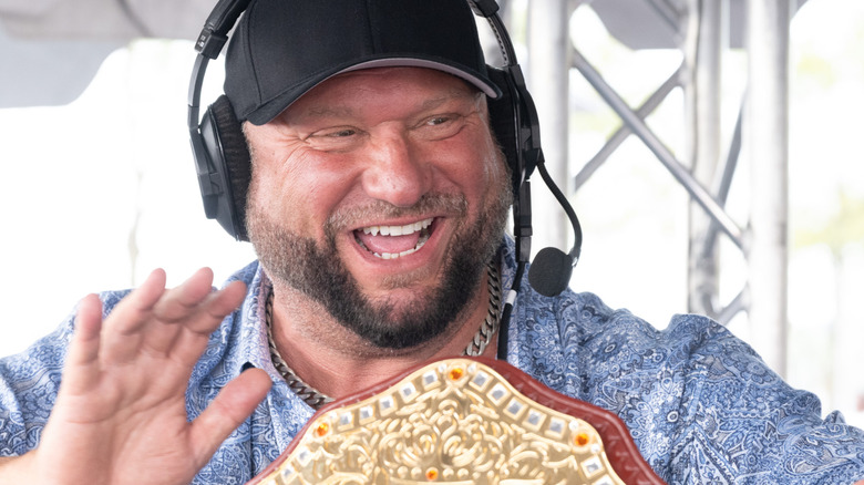 Bully Ray attends the Sirius XM Pro Wrestling Nation 24/7 Live Broadcast with the HOG Heavyweight Championship.