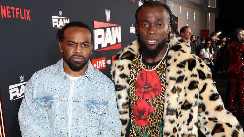 Xavier Woods and Kofi Kingston staring at the camera
