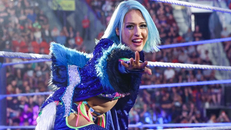 Giulia poses on the ring apron and looks to the camera before a match against Lash Legend on the July 31, 2026 edition of "WWE SmackDown."