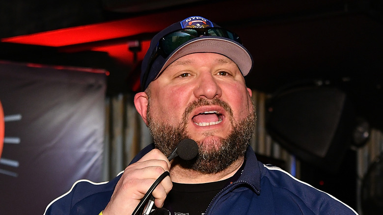 Bully Ray speaking into a microphone at a SiriusXM event