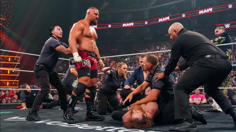 Bron Breakker refuses to listen to officials after destroying Sami Zayn in their one-on-one contest on "WWE Raw."