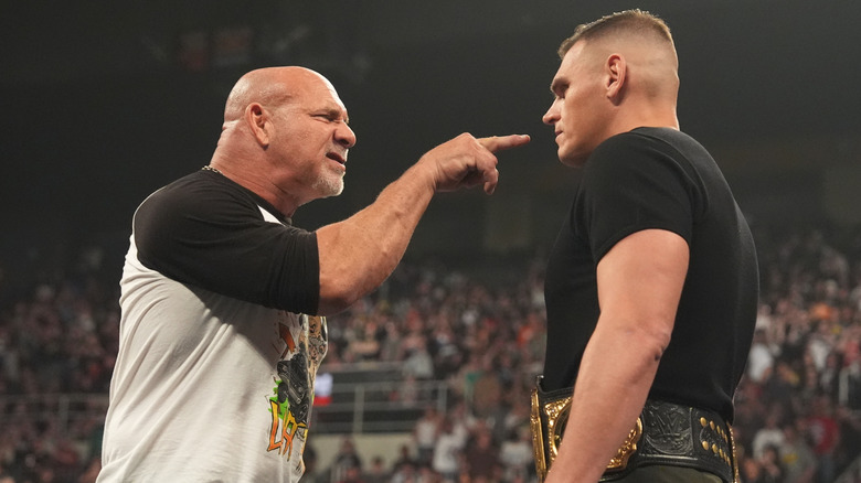 Goldberg pointing his finger in GUNTHER's face