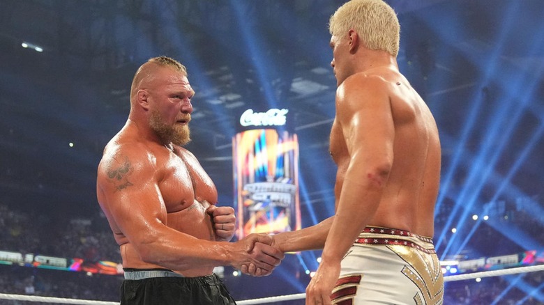 Brock Lesnar And Cody Rhodes Shaking Hands