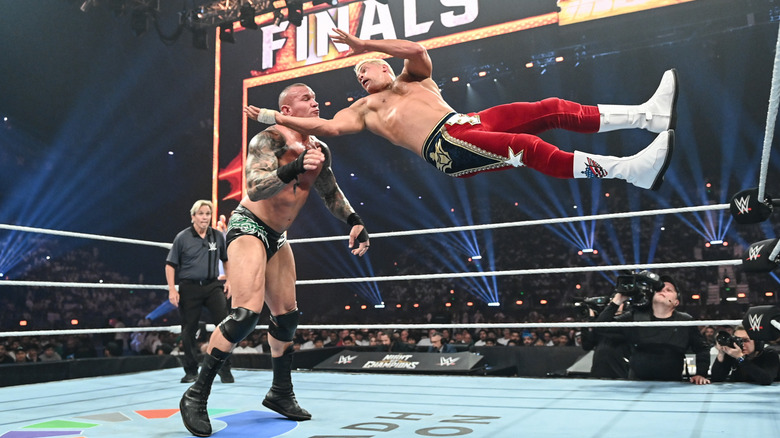 Cody Rhodes hits a cutter on former ally and competitor of this year's King of the Ring Tournament Final, Randy Orton