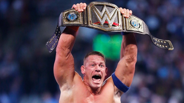 John Cena holding WWE Championship