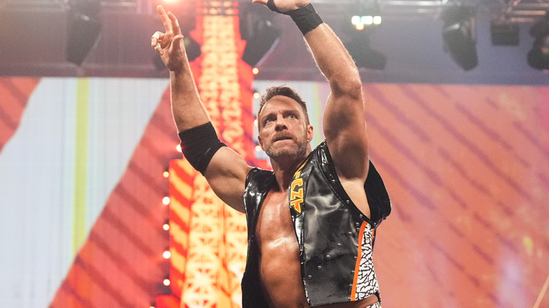 LA Knight makes his entrance during Monday Night RAW at Paris Le Defense Arena on September 1, 2025 in Paris, France.