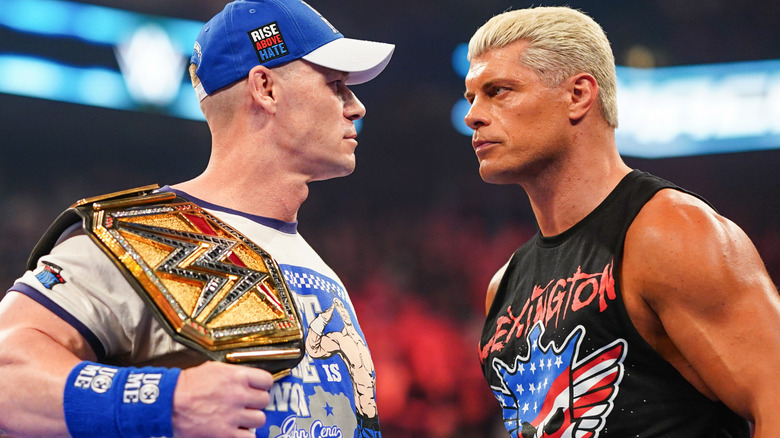 John Cena and Cody Rhodes staring one another down during the June 13th 2025 episode of 