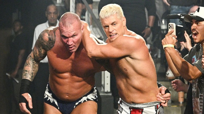 Cody Rhodes and Randy Orton battle through the crowd during their match at the September 2026 edition of WWE Sunday Night's Main Event.