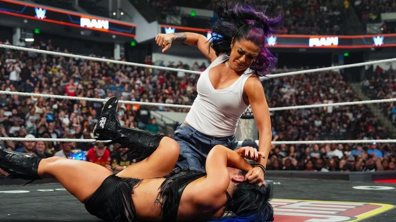 Bayley attacking Lyra Valkyria on WWE Raw