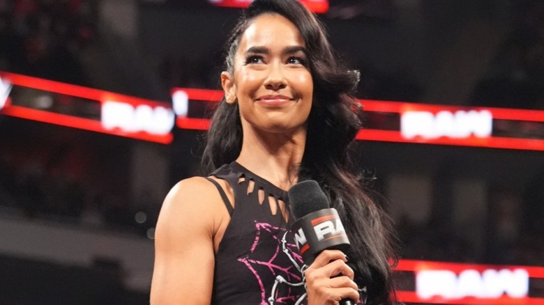AJ Lee is smiling