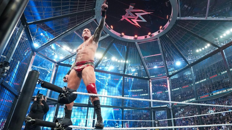 Randy Orton poses on the ropes inside the Elimination Chamber after his victory at the premium live event in 2026.