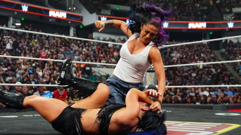 Bayley attacking Lyra Valkyria on WWE Raw