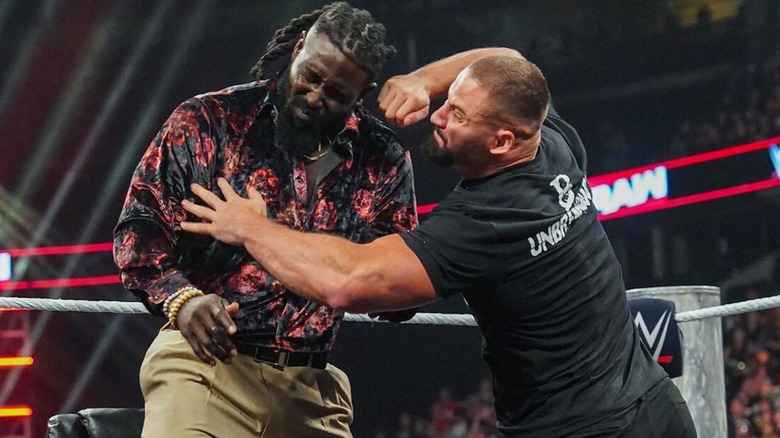 Bron Breakker punches Oba Femi in the head following their contract signing on the August 24, 2026 edition of 