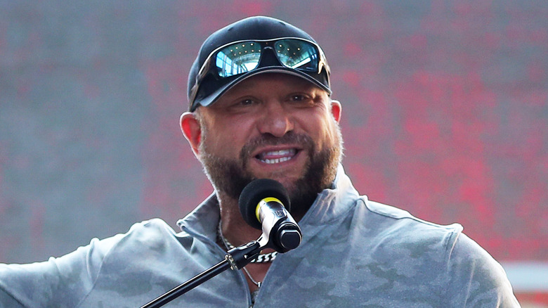 Bully Ray Dudley speaks during the SiriusXM Busted Open Broadcasts Live Special WrestleMania 38 Party