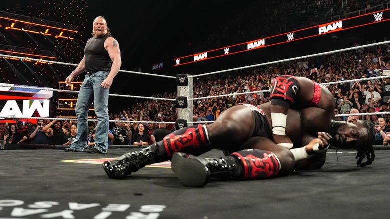 Brock Lesnar staring down Oba Femi