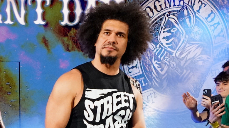 Dominik Mysterio and Carlito of The Judgment Day enter the arena during Monday Night RAW at Van Andel Arena on November 18, 2024 in Grand Rapids, Michigan.