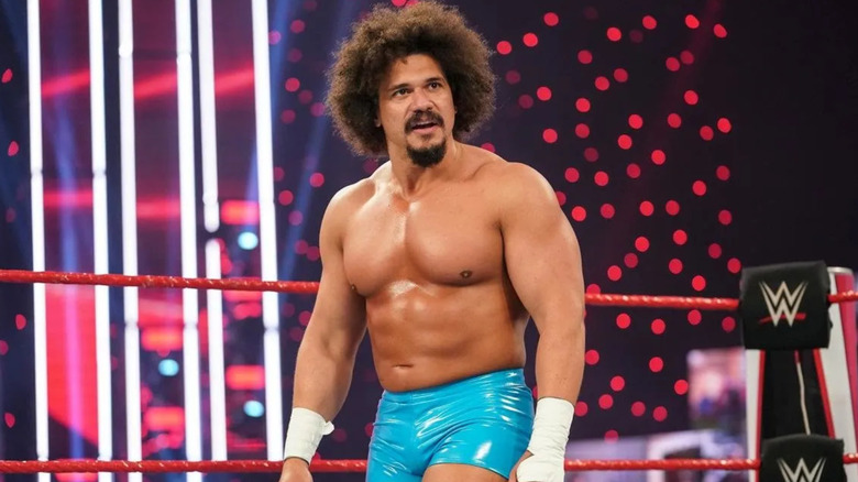 Carlito wearing blue ring trunks