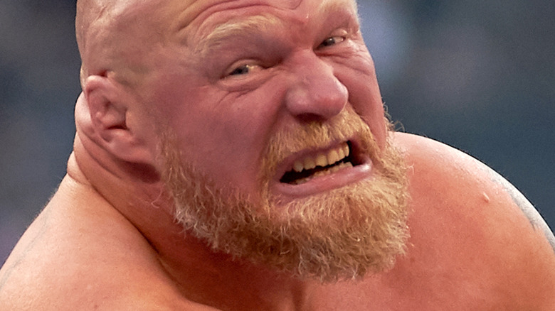 Brock Lesnar grimacing