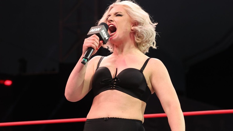 Toni Storm screams into microphone on "AEW Collision"