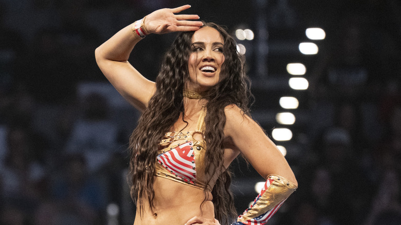 Chelsea Green wearing United States-themed ring gear