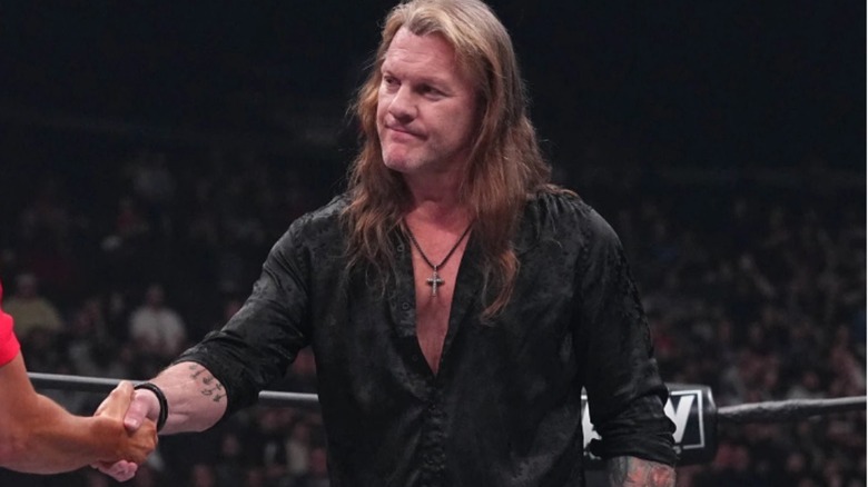 Chris Jericho with a look on his face that screams "I am a snake in the grass, like Adam Cole"