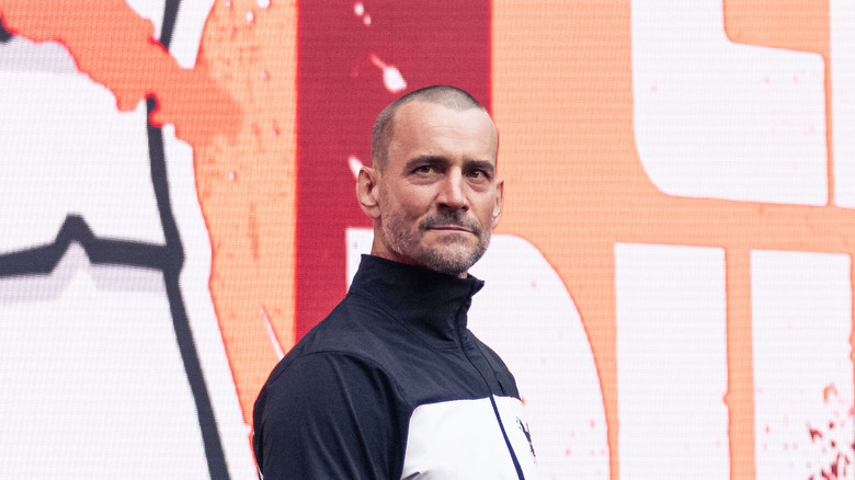 CM Punk during his entrance at Wembley Stadium