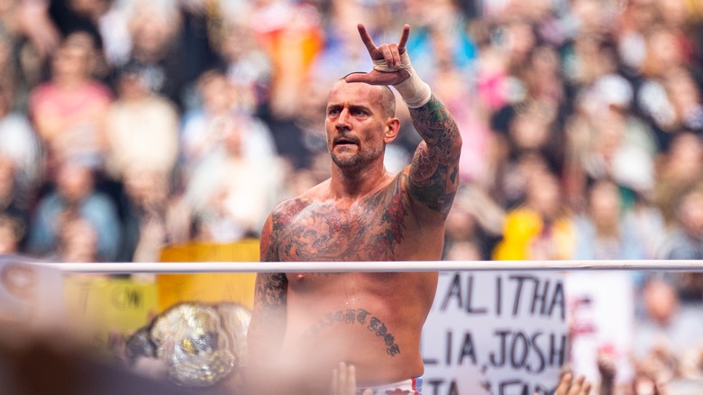 CM Punk looks at crowd