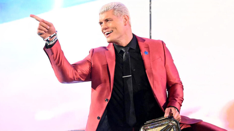 Cody Rhodes pointing at a crowd