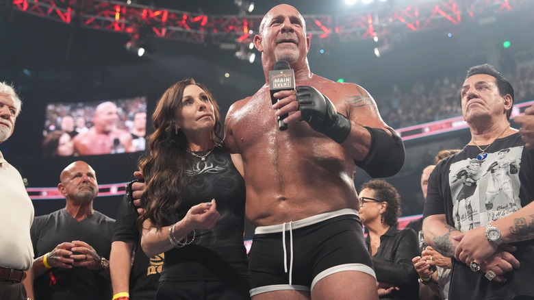 Goldberg with his family at Saturday's Night Main Event