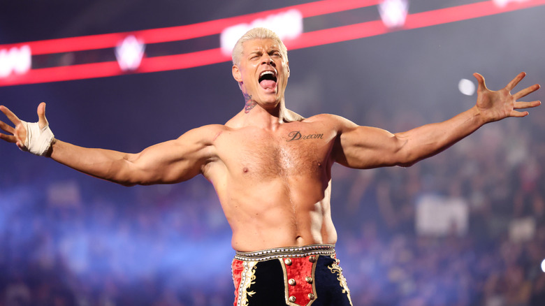 Cody Rhodes enters the ring during Monday Night RAW at Nationwide Arena on June 23, 2025 in Columbus, Ohio.