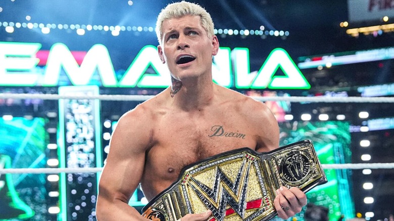 Cody Rhodes at WrestleMania 41 after winning the Undisputed WWE Universal Championship.