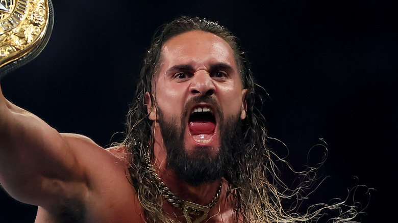 Seth Rollins snarling