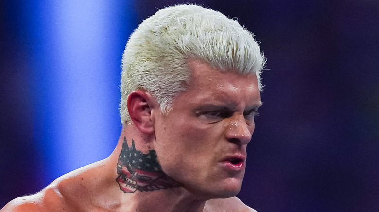 Cody Rhodes with a grimace at Royal Rumble 2023