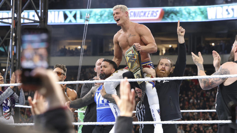 Cody Rhodes celebrating with his WWE friends