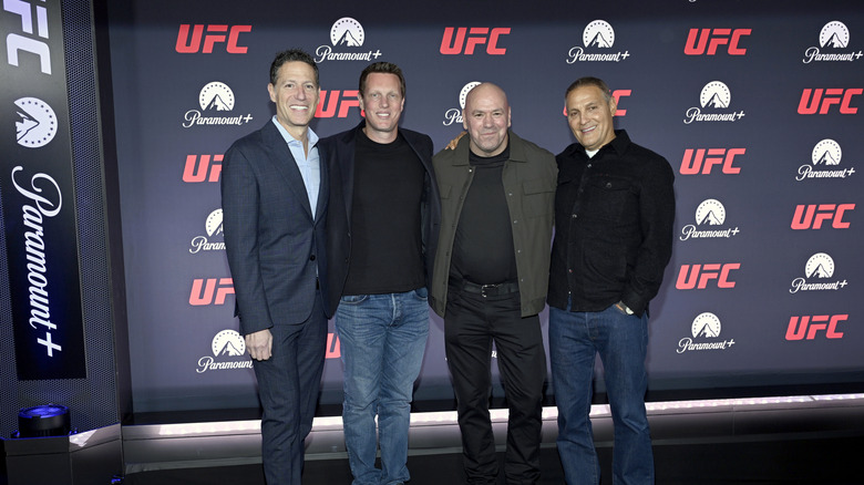 [Left to Right] Mark Shapiro, David Ellison, Dana White, and Ari Emanuel