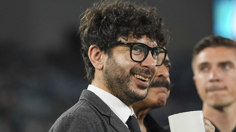 Tony Khan looking on from the field during warmups ahead of an NFL game between the Kansas City Chiefs and the Jacksonville Jaguars. October, 2025.