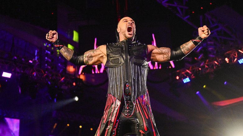 Damien Priest enters the ring during Monday Night RAW at Mohammed Abdo Arena on November 4, 2024 in Riyadh, Saudi Arabia.