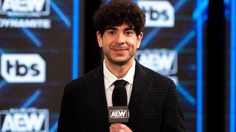 Tony Khan with a mic