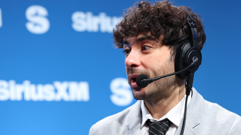 Tony Khan speaking during the Sirius XM Super Bowl LIX show, 2025