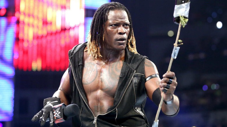 R-Truth during an in-ring segment while embroiled in his feud with Fandango.