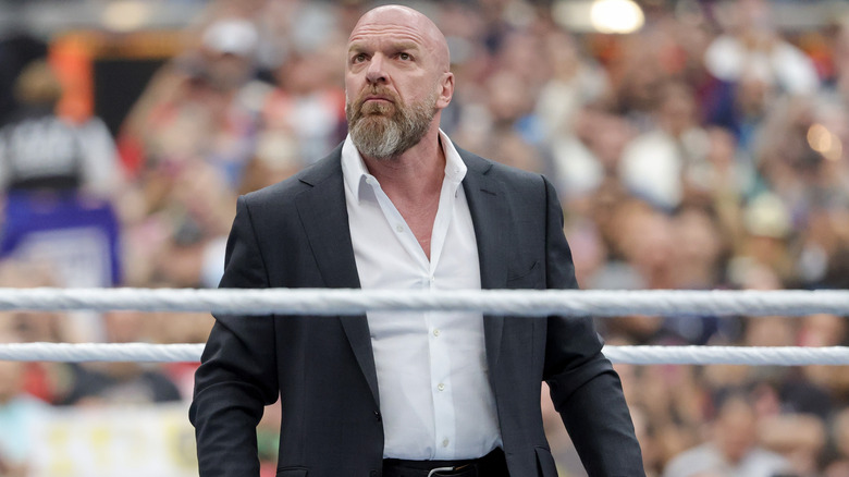 Triple H looks out into the crowd as he introduces this year's WrestleMania 41