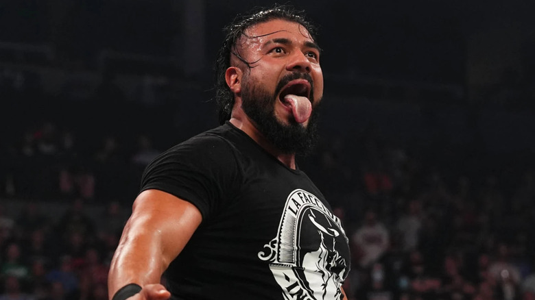 Andrade sticks out tongue